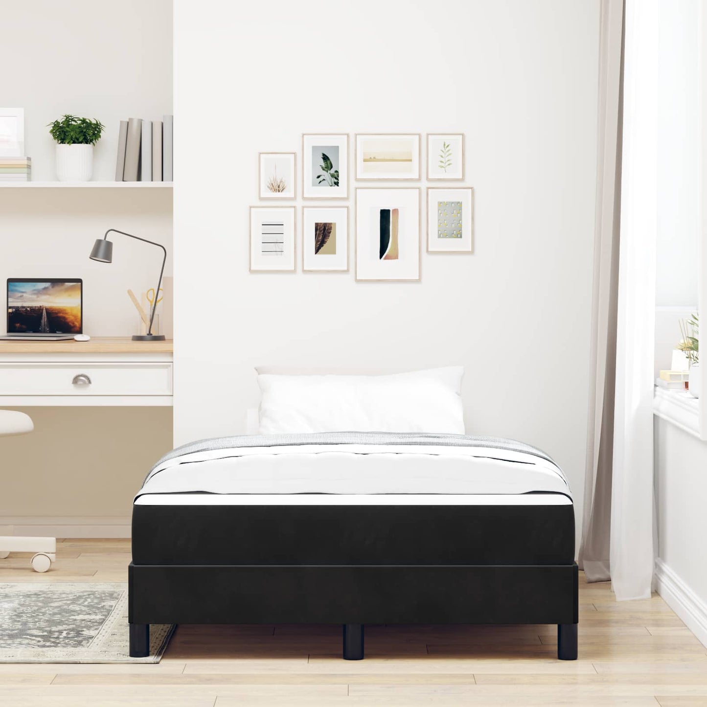 Boxspringbed met matras Zwart 120 x 190 cm Stof is nu te koop bij PeponiXL, paradijselijk wonen!