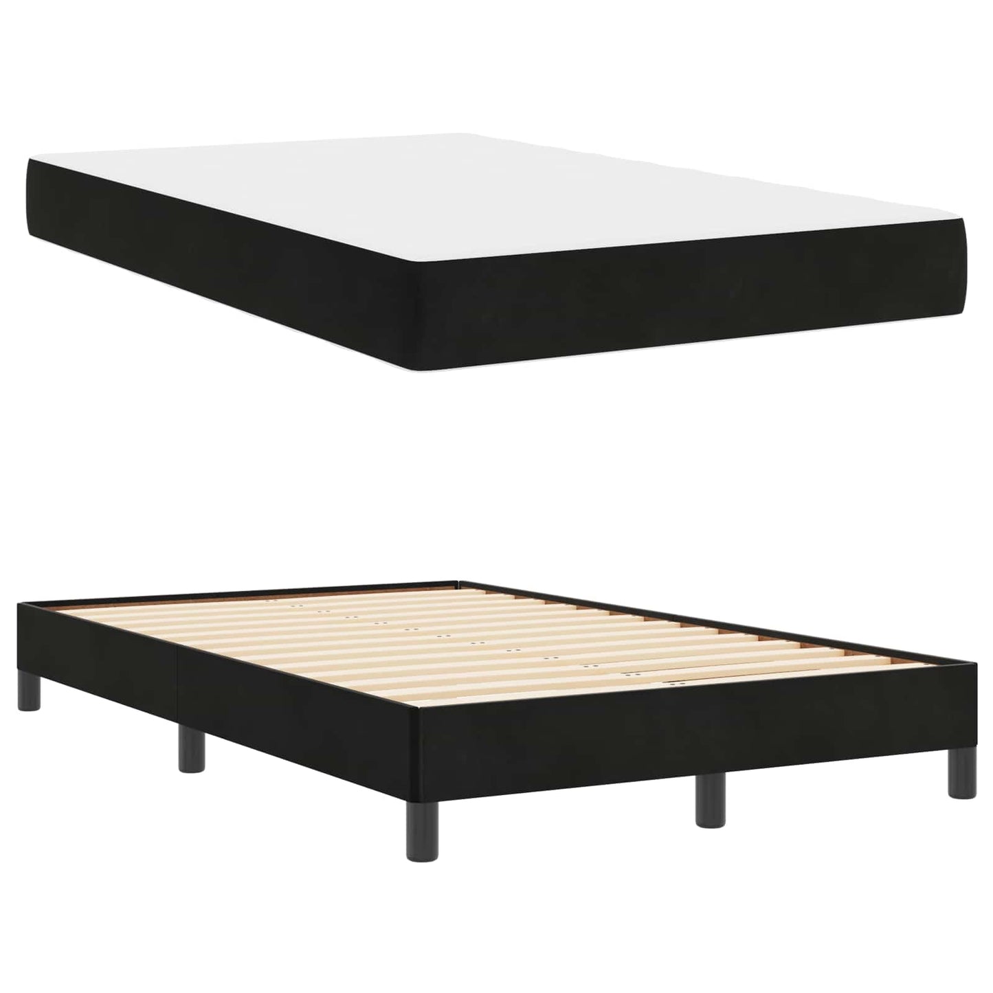 Boxspringbed met matras Zwart 120 x 190 cm Stof is nu te koop bij PeponiXL, paradijselijk wonen!
