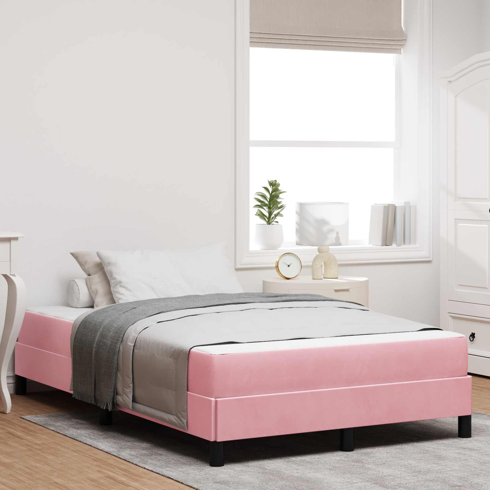 Boxspringbed met matras Roze 120 x 190 cm Stof is nu te koop bij PeponiXL, paradijselijk wonen!