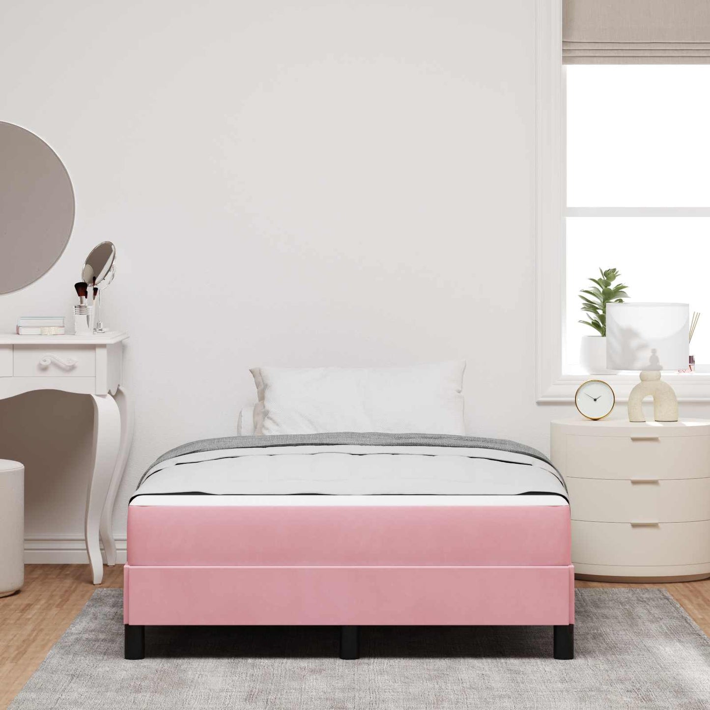 Boxspringbed met matras Roze 120 x 190 cm Stof is nu te koop bij PeponiXL, paradijselijk wonen!