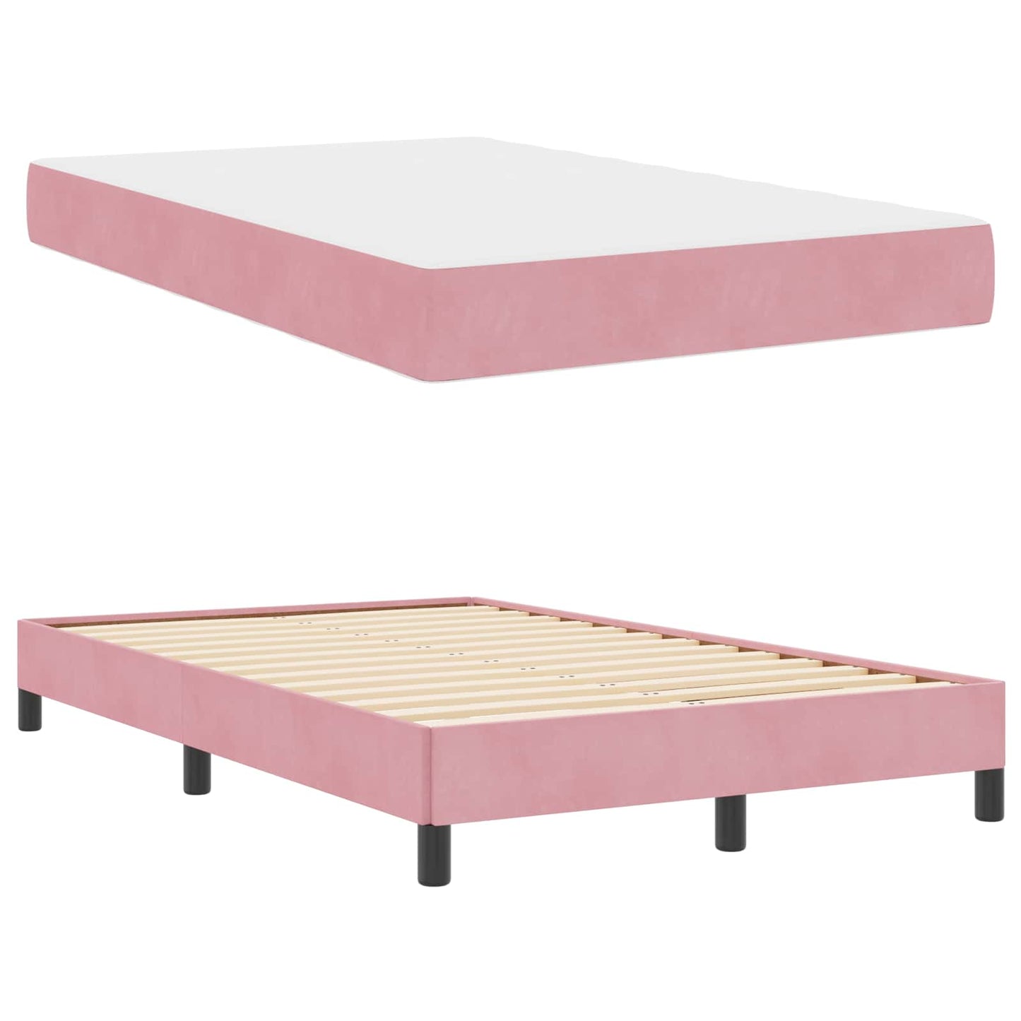 Boxspringbed met matras Roze 120 x 190 cm Stof is nu te koop bij PeponiXL, paradijselijk wonen!