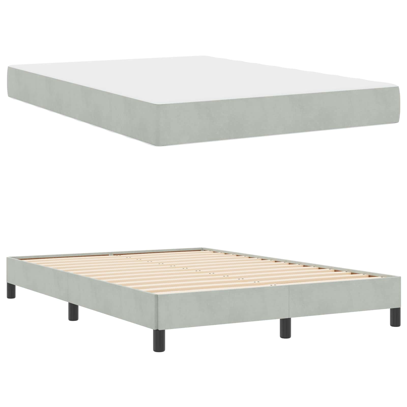 Boxspringbed met matras Lichtgrijs 140 x 190 cm Stof is nu te koop bij PeponiXL, paradijselijk wonen!