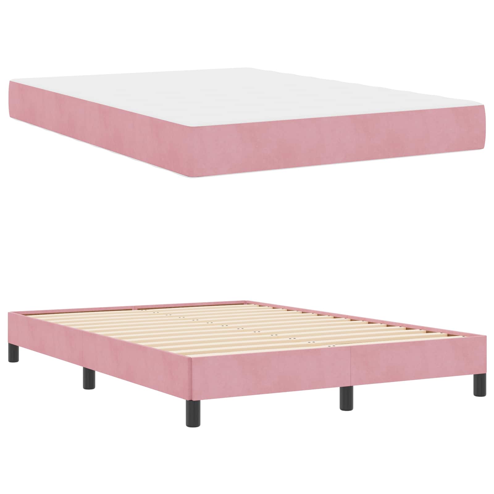 Boxspringbed met matras Roze 140 x 200 cm Stof is nu te koop bij PeponiXL, paradijselijk wonen!