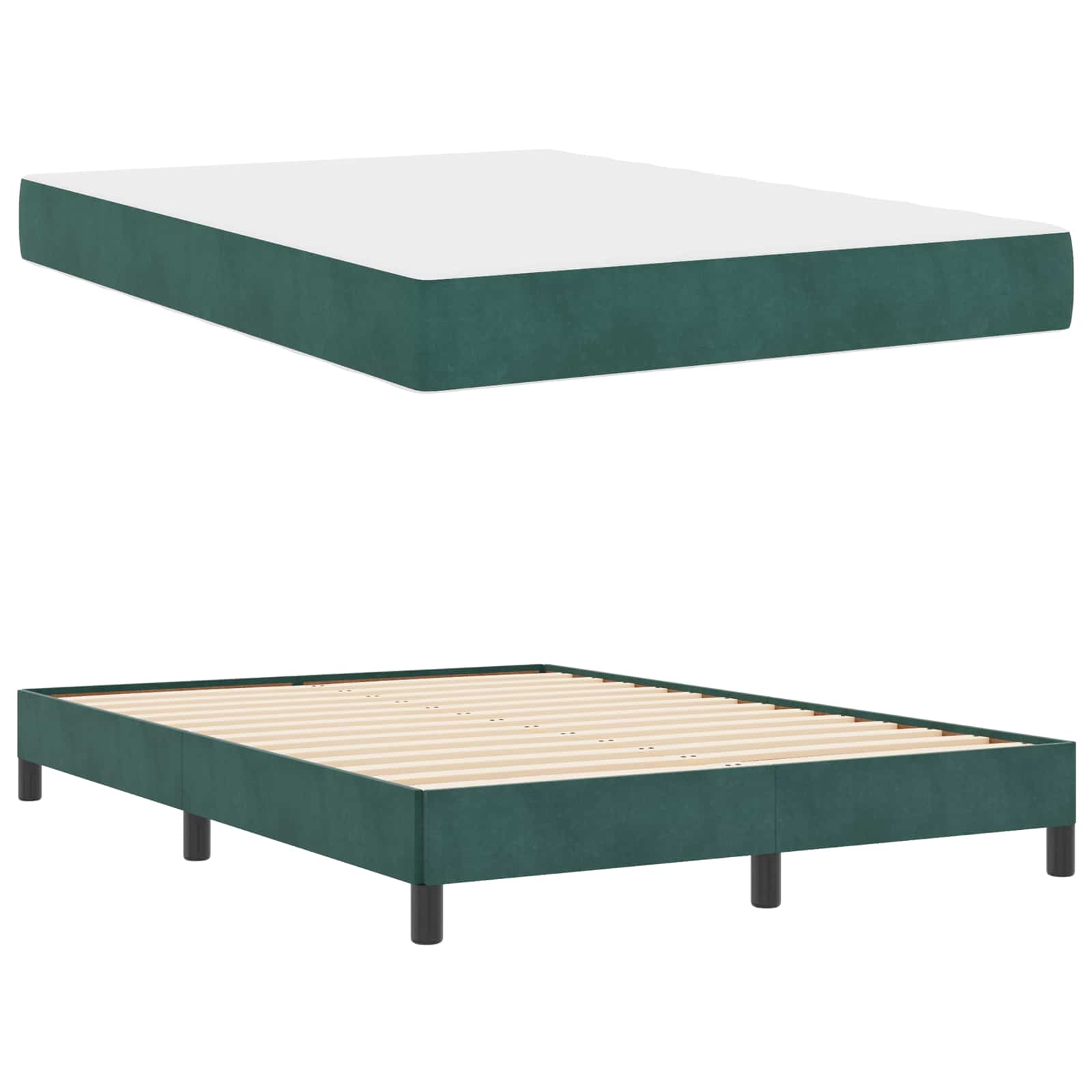 Boxspringbed met matras Donkergroen 160 x 200 cm Stof is nu te koop bij PeponiXL, paradijselijk wonen!