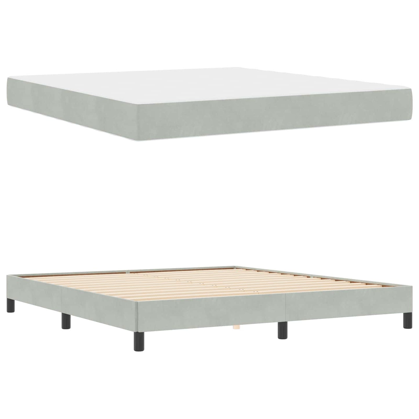 Boxspringbed met matras Lichtgrijs 180 x 200 cm Stof is nu te koop bij PeponiXL, paradijselijk wonen!
