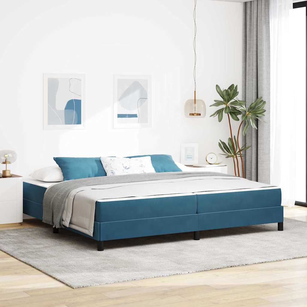Boxspringbed met matras Donkerblauw 200 x 200 cm Stof is nu te koop bij PeponiXL, paradijselijk wonen!