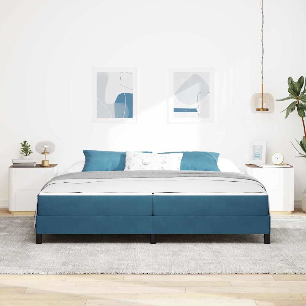Boxspringbed met matras Donkerblauw 200 x 200 cm Stof is nu te koop bij PeponiXL, paradijselijk wonen!