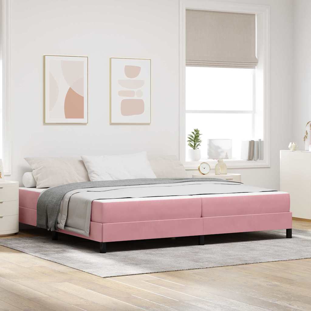 Boxspringbed met matras Roze 200 x 200 cm Stof is nu te koop bij PeponiXL, paradijselijk wonen!