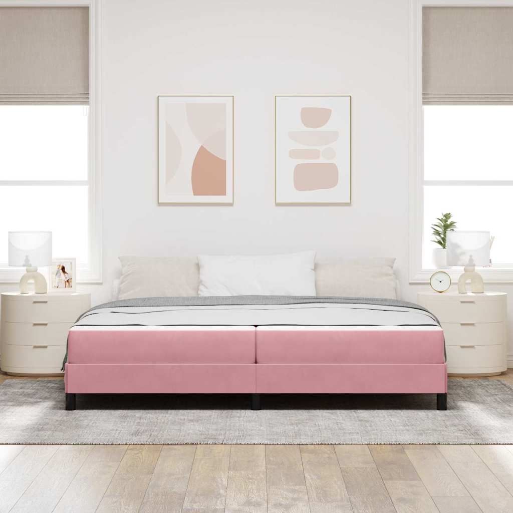 Boxspringbed met matras Roze 200 x 200 cm Stof is nu te koop bij PeponiXL, paradijselijk wonen!