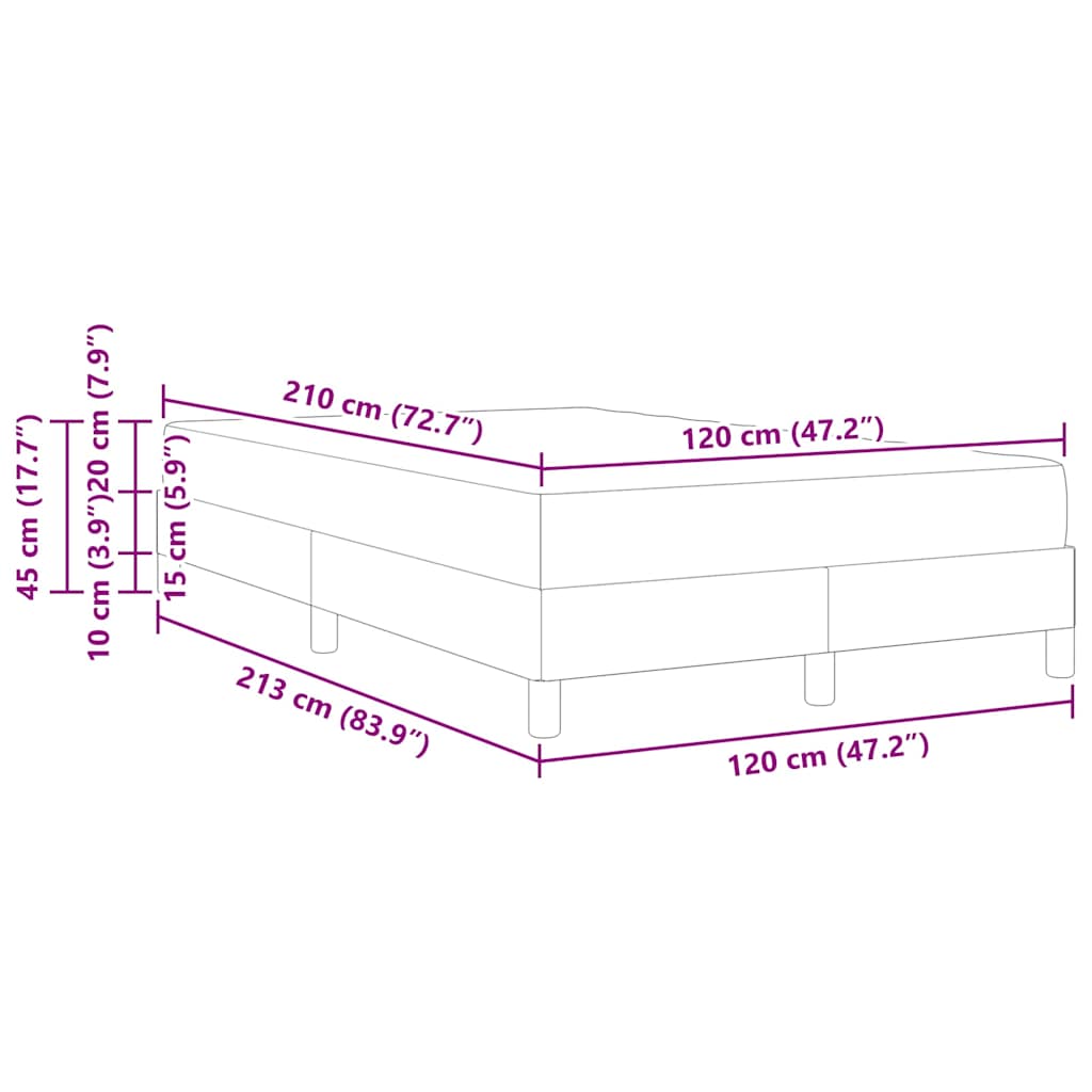 Boxspringbed met matras Donkergrijs 120 x 210 cm Stof is nu te koop bij PeponiXL, paradijselijk wonen!