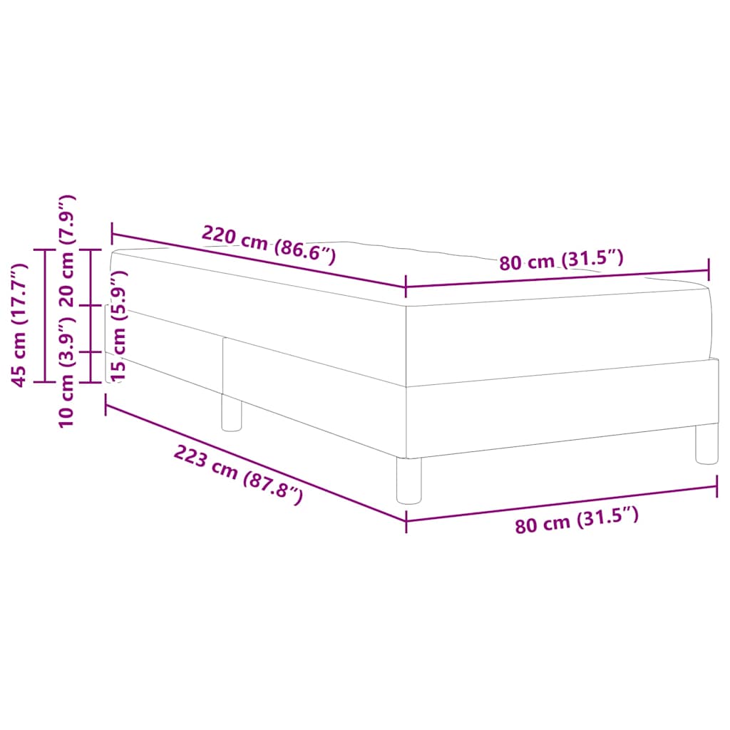 Boxspringbed met matras Donkergrijs 80 x 220 cm Stof is nu te koop bij PeponiXL, paradijselijk wonen!