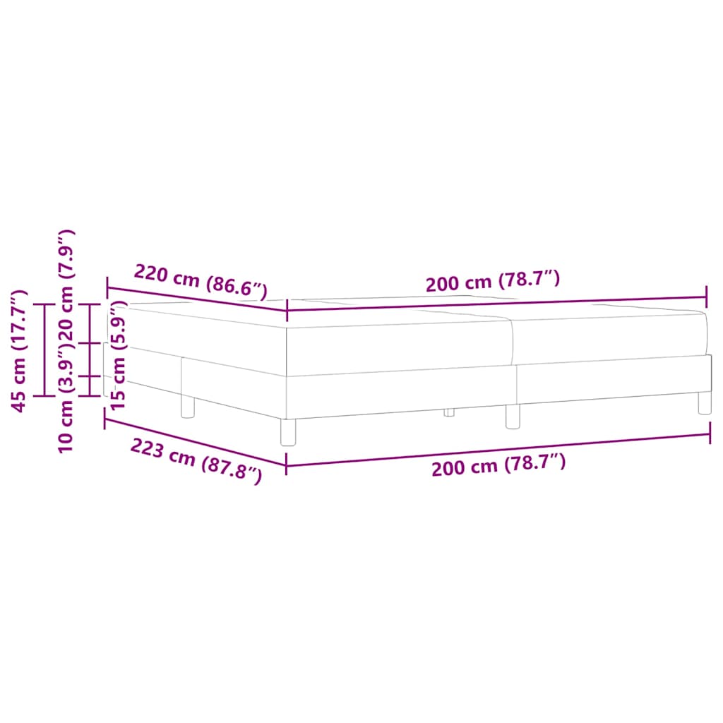Boxspringbed met matras Donkergrijs 200 x 220 cm Stof is nu te koop bij PeponiXL, paradijselijk wonen!