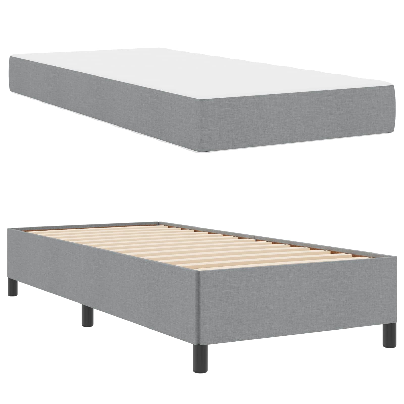 Boxspringbed Lichtgrijs 80 x 200 cm Stof is nu te koop bij PeponiXL, paradijselijk wonen!