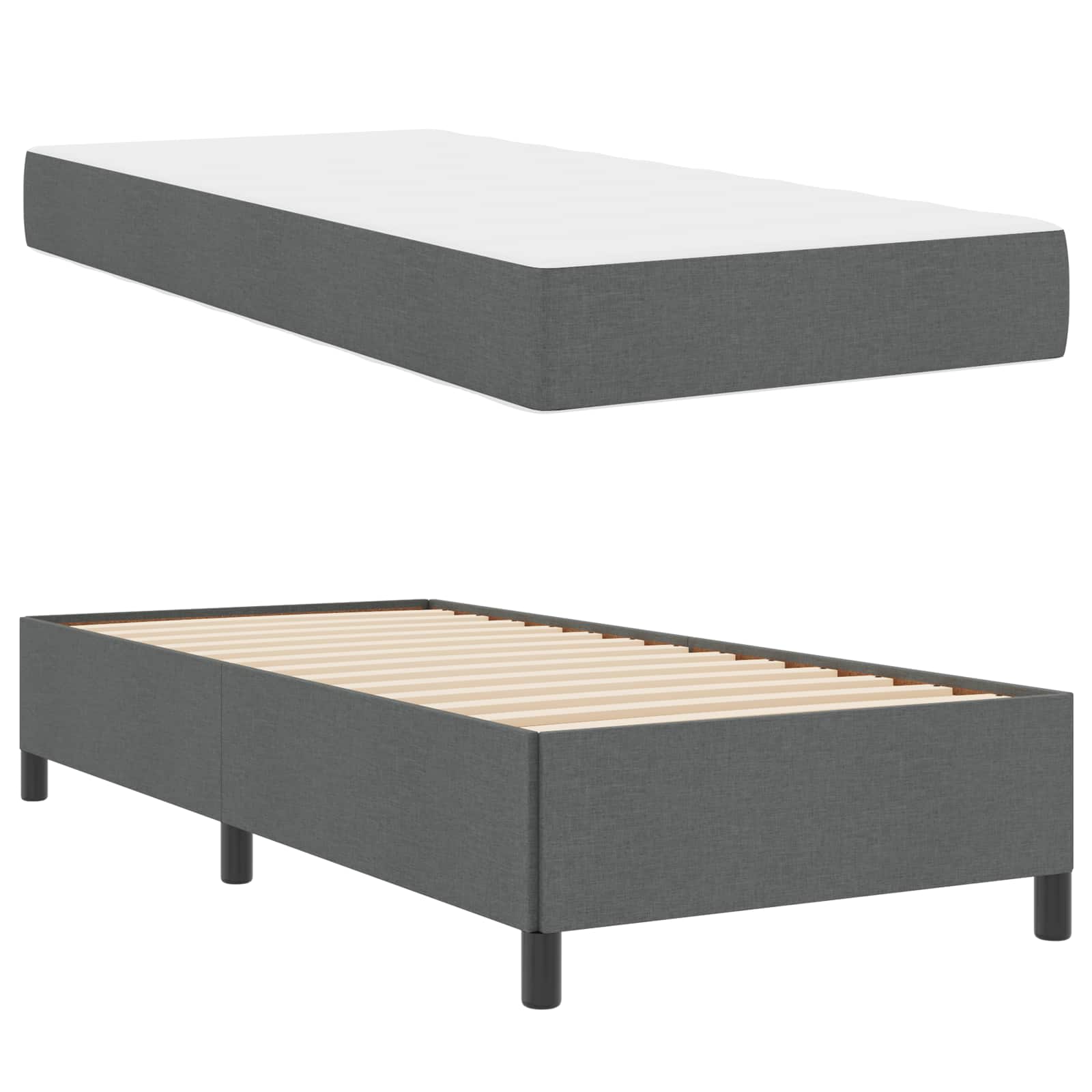 Boxspringbed Donkergrijs 100 x 200 cm Stof is nu te koop bij PeponiXL, paradijselijk wonen!