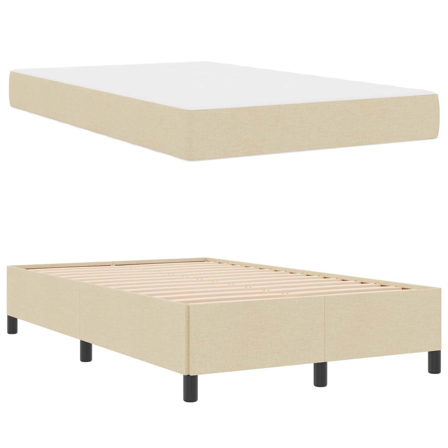 Boxspringbed Crème 120 x 200 cm Stof is nu te koop bij PeponiXL, paradijselijk wonen!