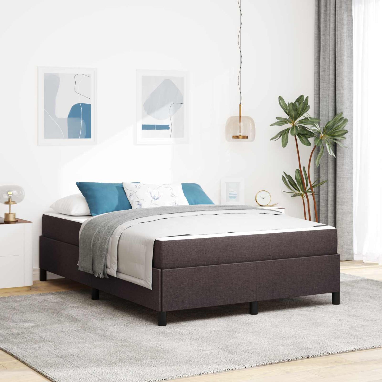 Boxspringbed met matras Donkerbruin 140 x 190 cm Stof is nu te koop bij PeponiXL, paradijselijk wonen!