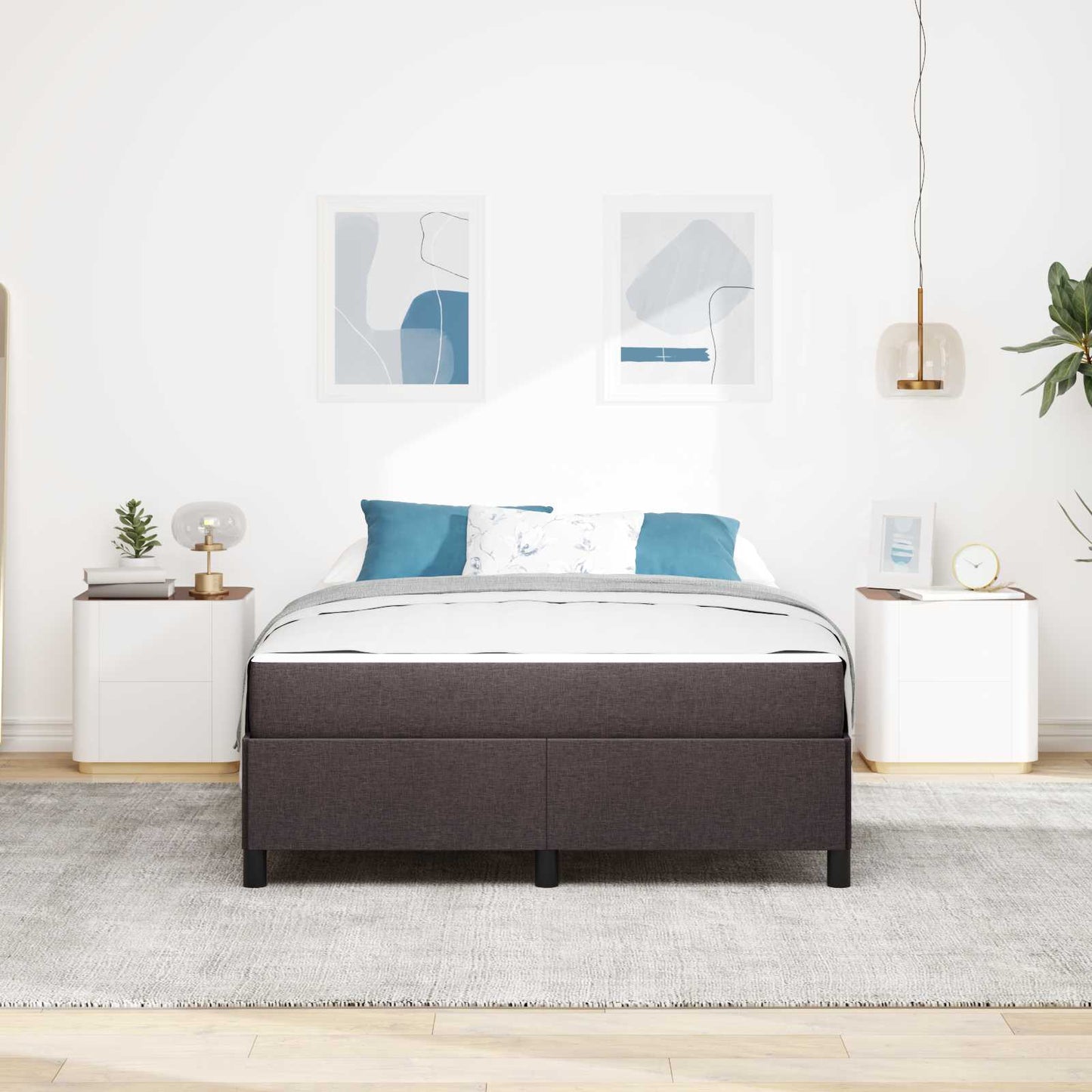 Boxspringbed met matras Donkerbruin 140 x 190 cm Stof is nu te koop bij PeponiXL, paradijselijk wonen!