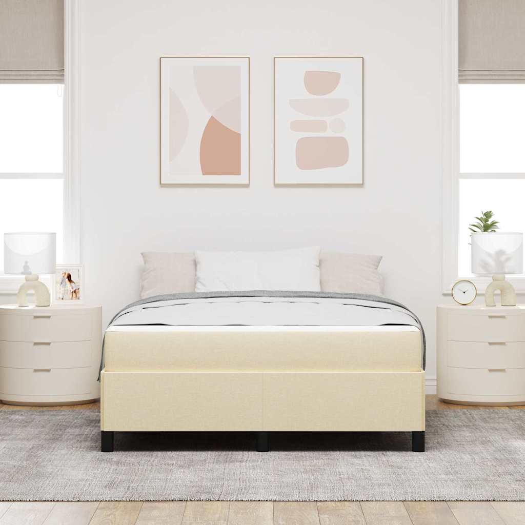 Boxspringbed met matras Crème 140 x 190 cm Stof is nu te koop bij PeponiXL, paradijselijk wonen!