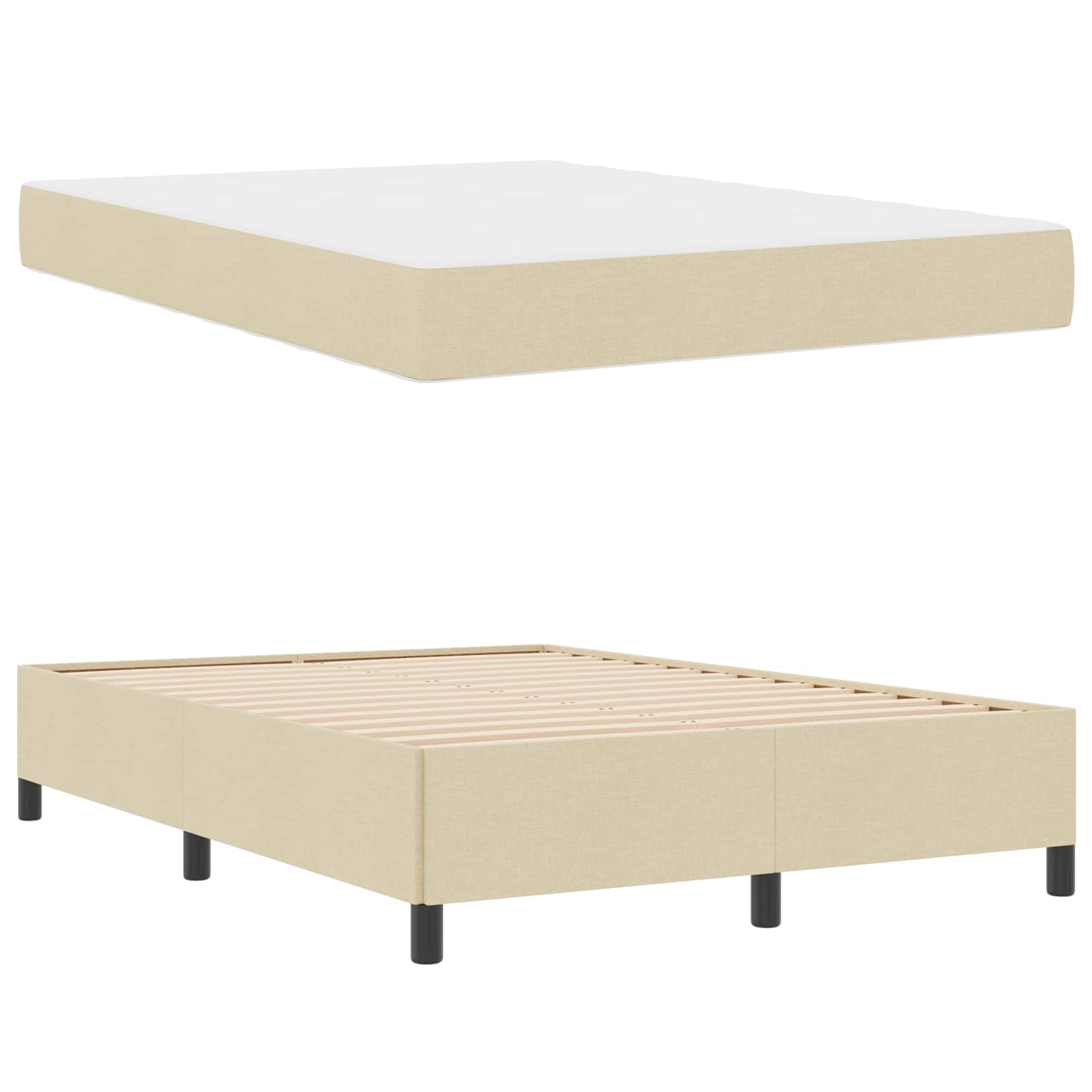 Boxspringbed met matras Crème 140 x 190 cm Stof is nu te koop bij PeponiXL, paradijselijk wonen!