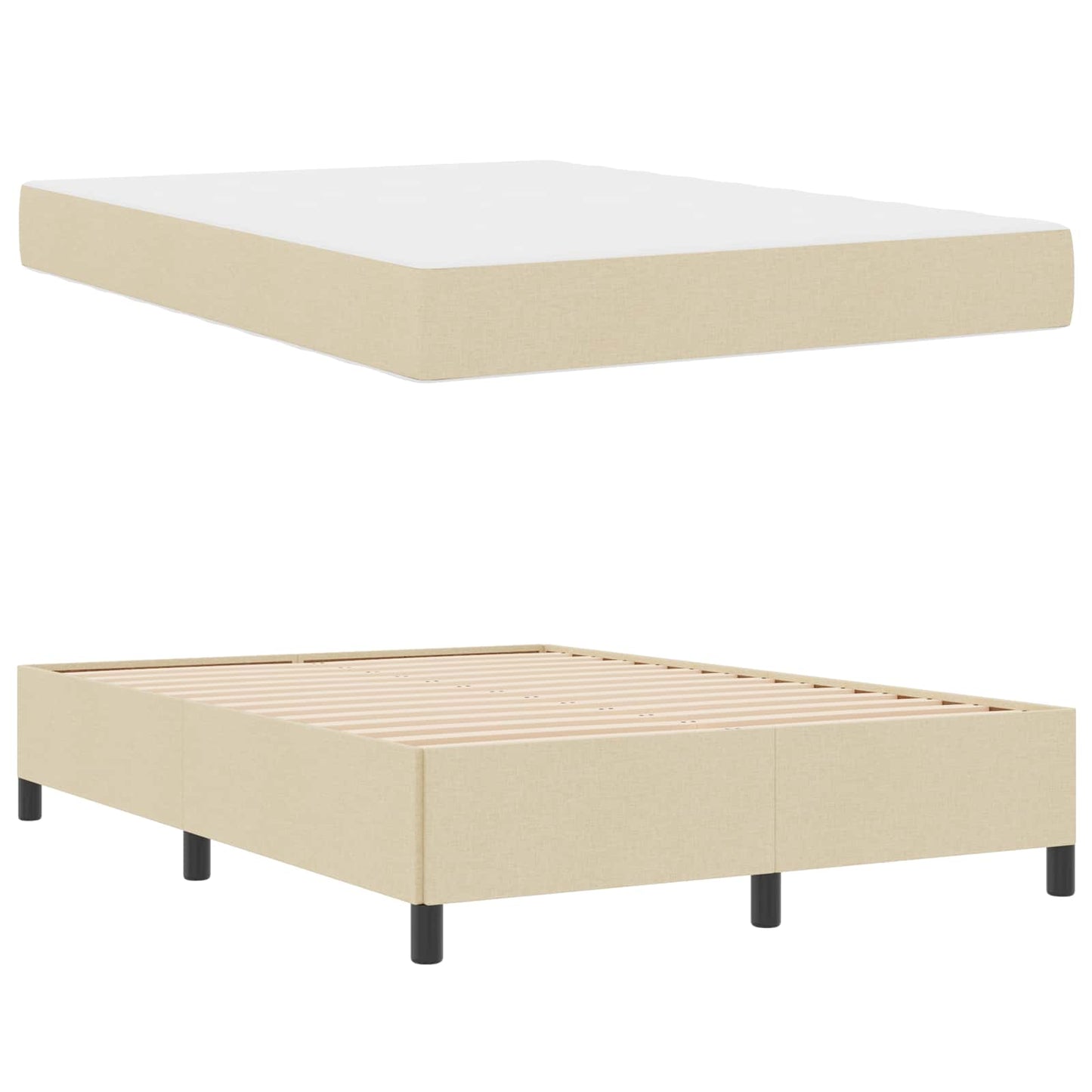 Boxspringbed Crème 160 x 200 cm Stof is nu te koop bij PeponiXL, paradijselijk wonen!