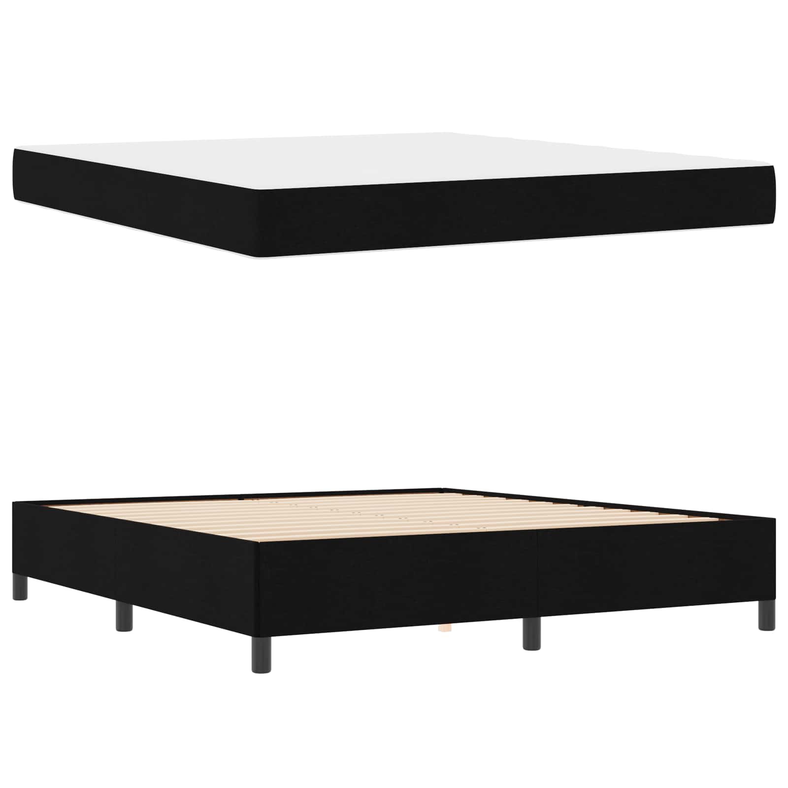 Boxspringbed Zwart 180 x 200 cm Stof is nu te koop bij PeponiXL, paradijselijk wonen!