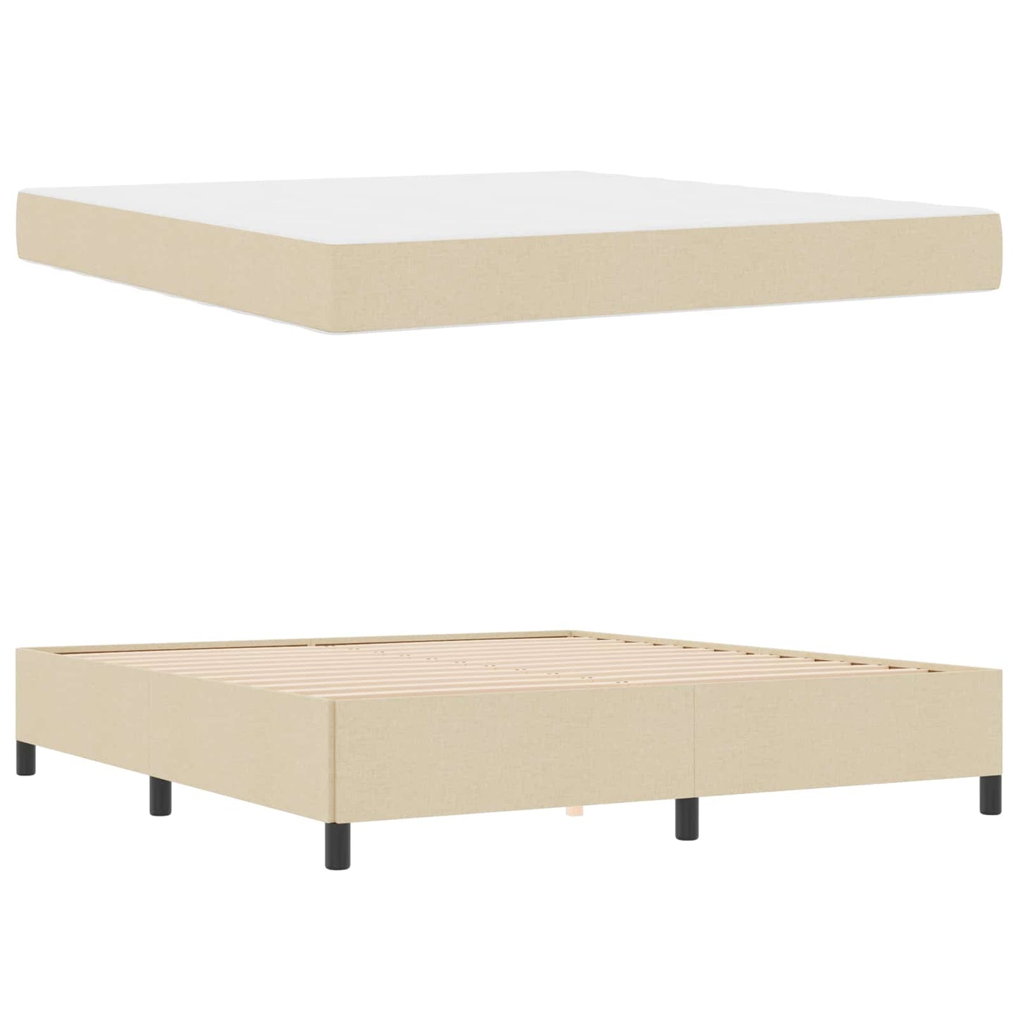 Boxspringbed Crème 180 x 200 cm Stof is nu te koop bij PeponiXL, paradijselijk wonen!