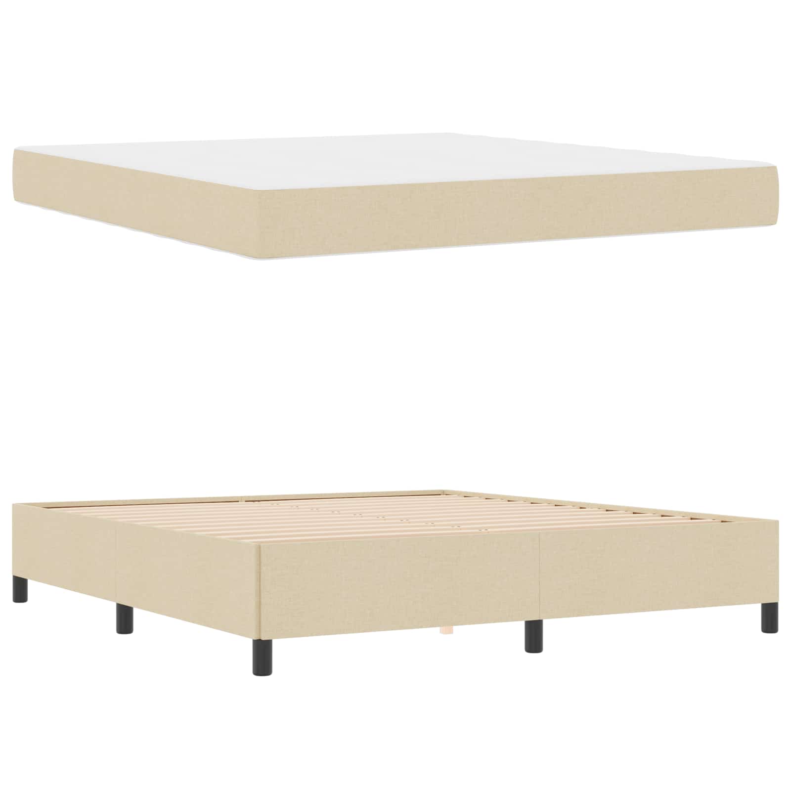 Boxspringbed Crème 180 x 200 cm Stof is nu te koop bij PeponiXL, paradijselijk wonen!