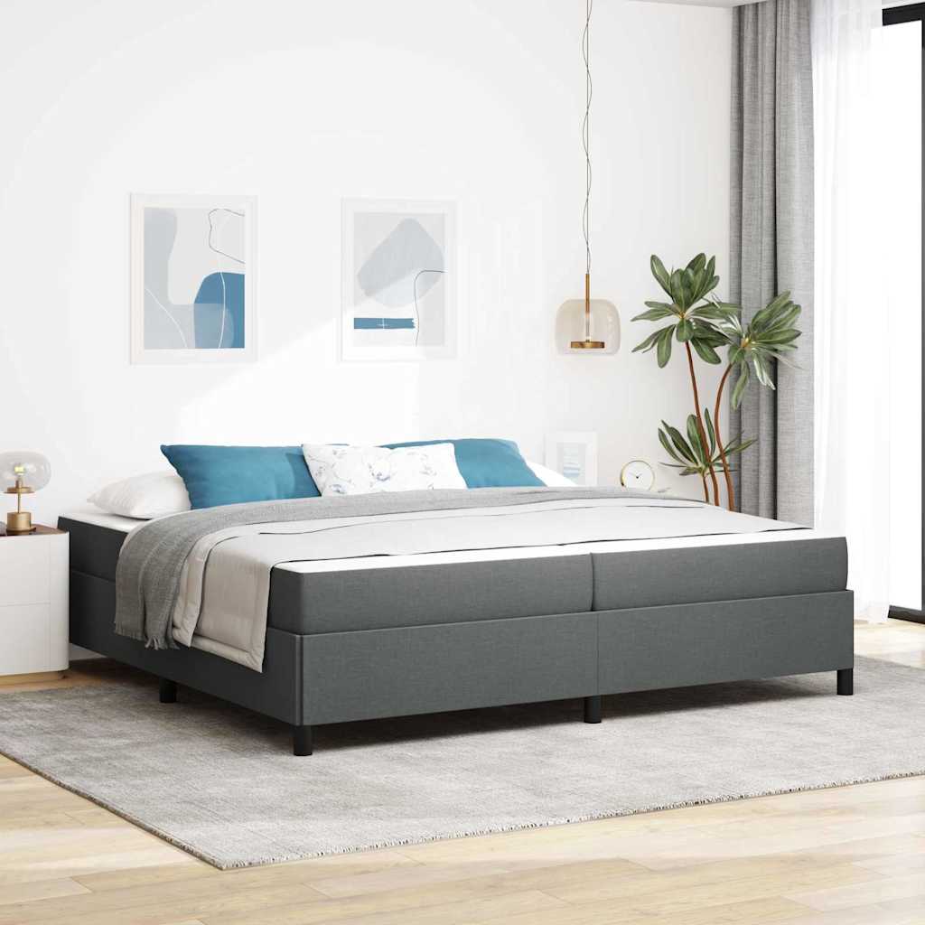 Boxspringbed met matras Donkergrijs 200 x 200 cm Stof is nu te koop bij PeponiXL, paradijselijk wonen!