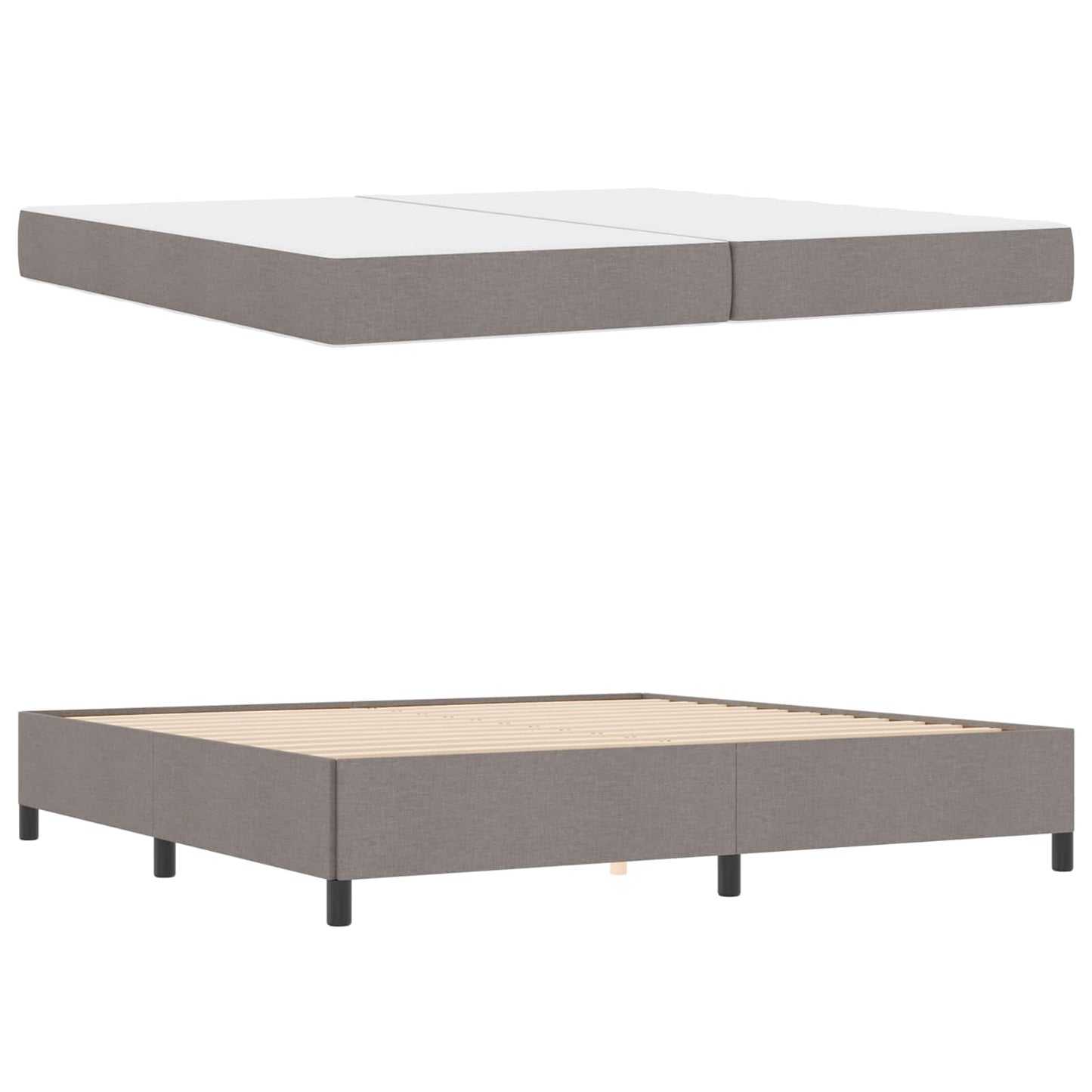 Boxspringbed met matras Taupe 200 x 200 cm Stof is nu te koop bij PeponiXL, paradijselijk wonen!