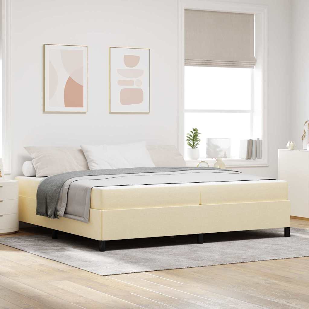 Boxspringbed met matras Crème 200 x 200 cm Stof is nu te koop bij PeponiXL, paradijselijk wonen!