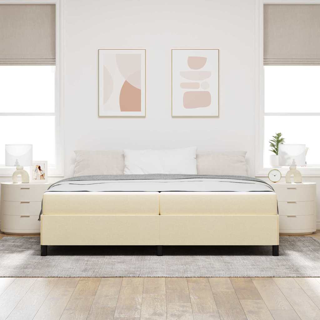 Boxspringbed met matras Crème 200 x 200 cm Stof is nu te koop bij PeponiXL, paradijselijk wonen!