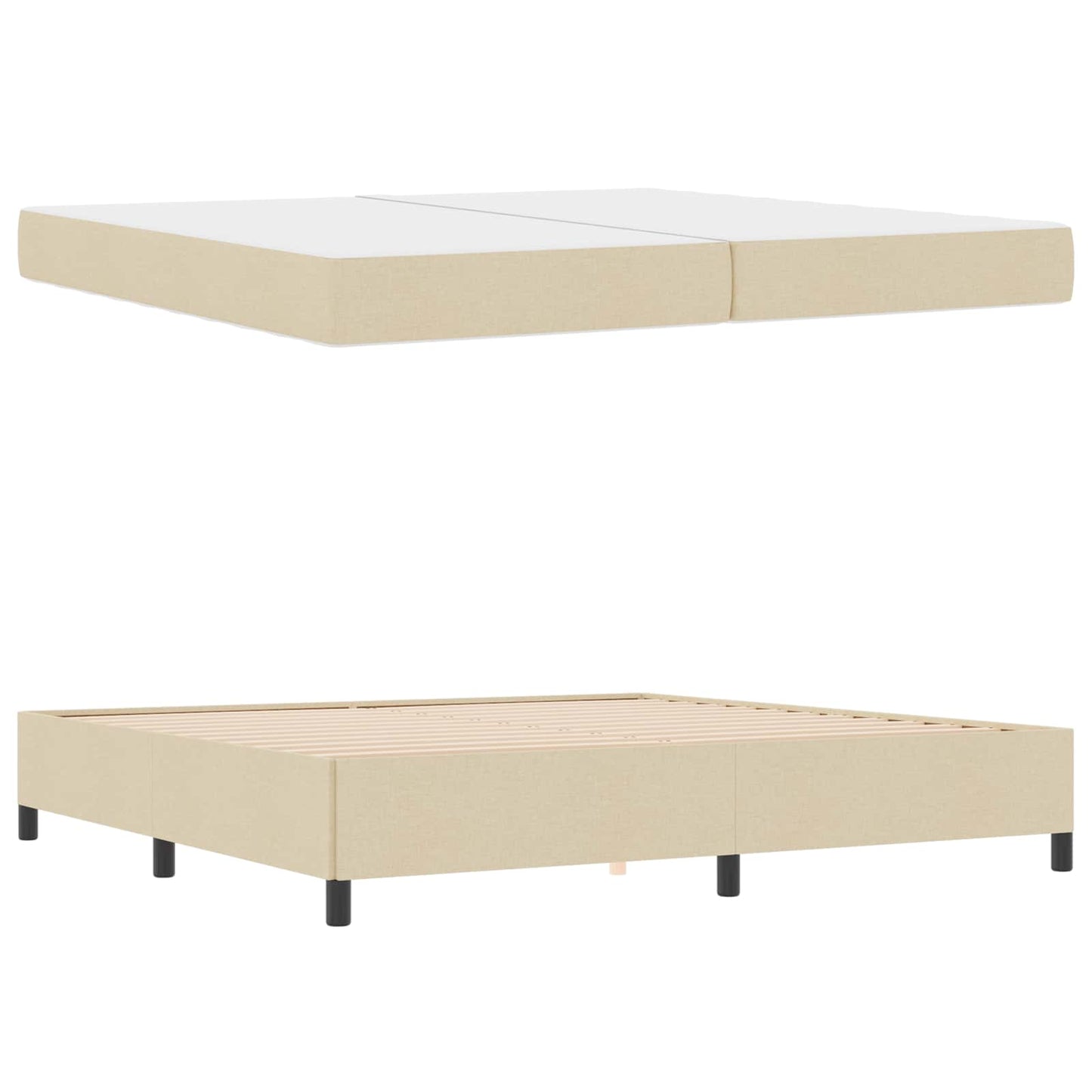 Boxspringbed met matras Crème 200 x 200 cm Stof is nu te koop bij PeponiXL, paradijselijk wonen!