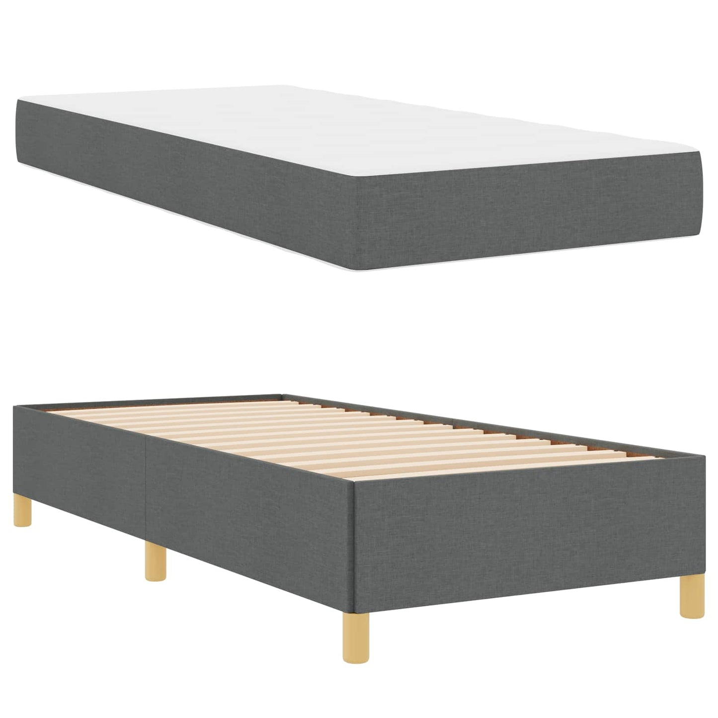 Bedframe met matras Donkergrijs 90 x 190 cm Stof is nu te koop bij PeponiXL, paradijselijk wonen!