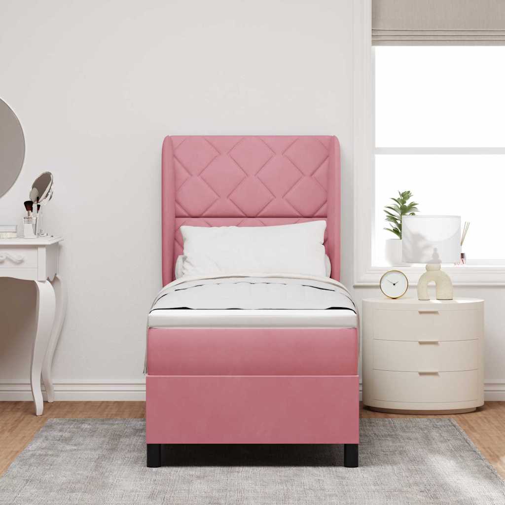 Boxspringbed met matras met hoofdeinde Roze 200 x 80 cm Fluweel is nu te koop bij PeponiXL, paradijselijk wonen!