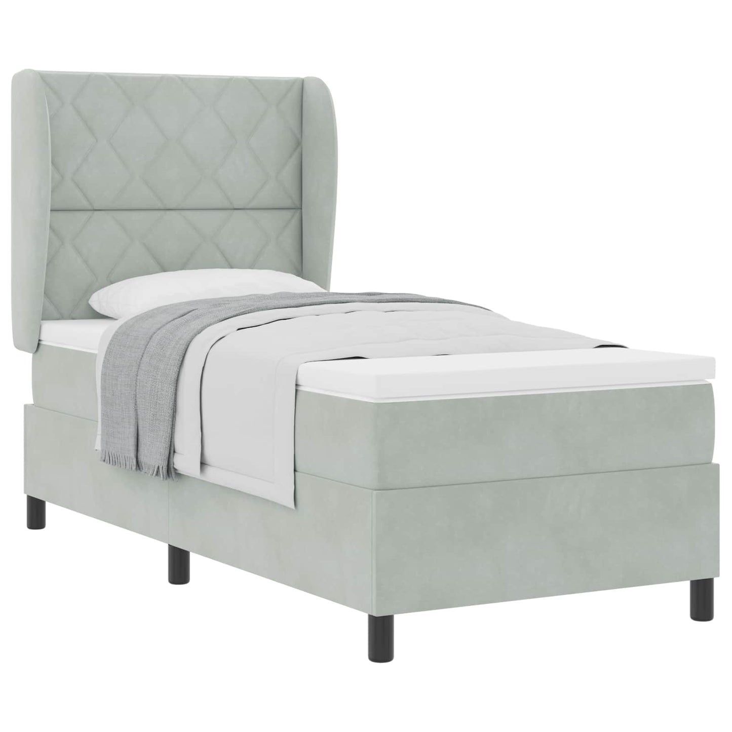 Boxspringbed met matras Lichtgrijs 190 x 90 cm Fluweel is nu te koop bij PeponiXL, paradijselijk wonen!
