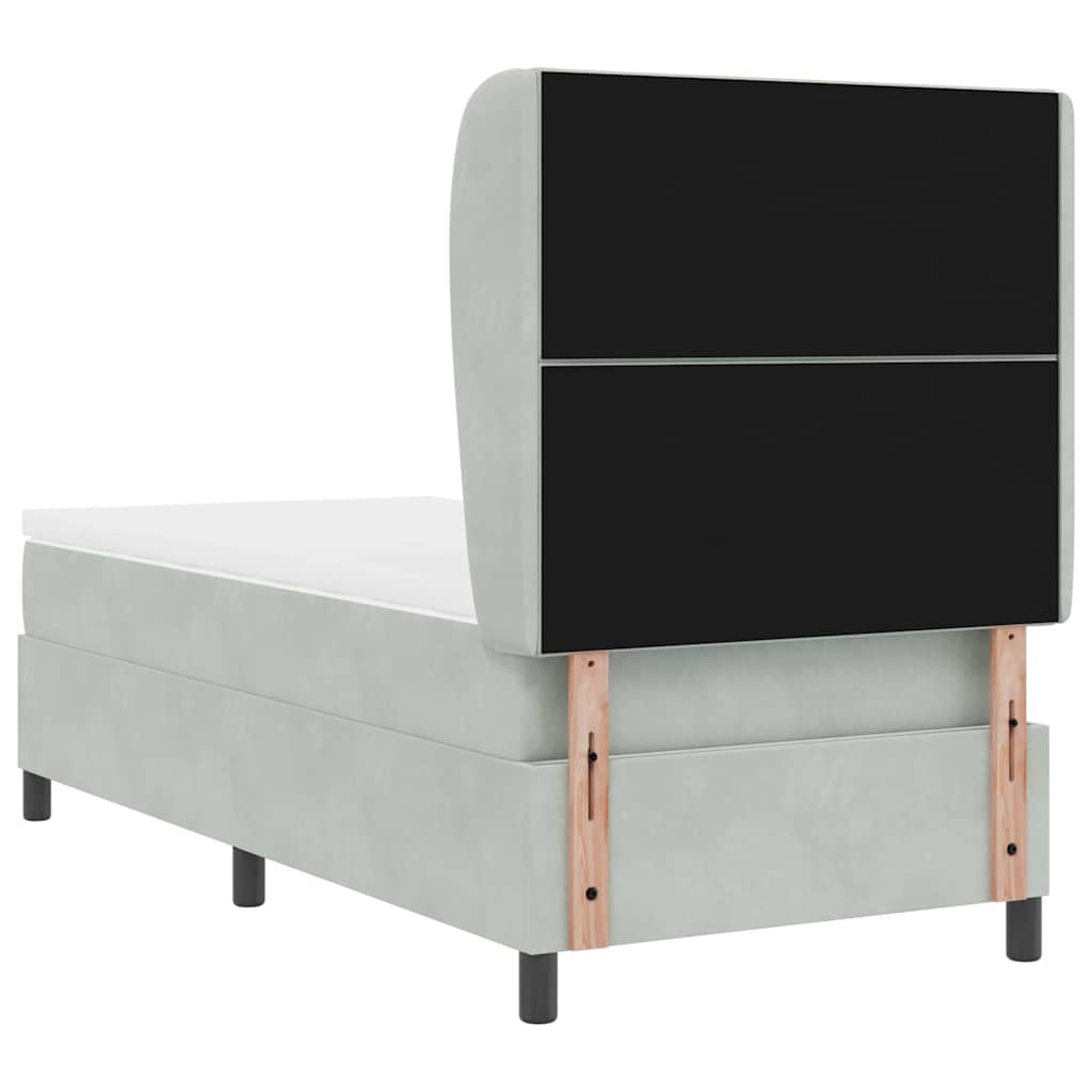 Boxspringbed met matras Lichtgrijs 190 x 90 cm Fluweel is nu te koop bij PeponiXL, paradijselijk wonen!