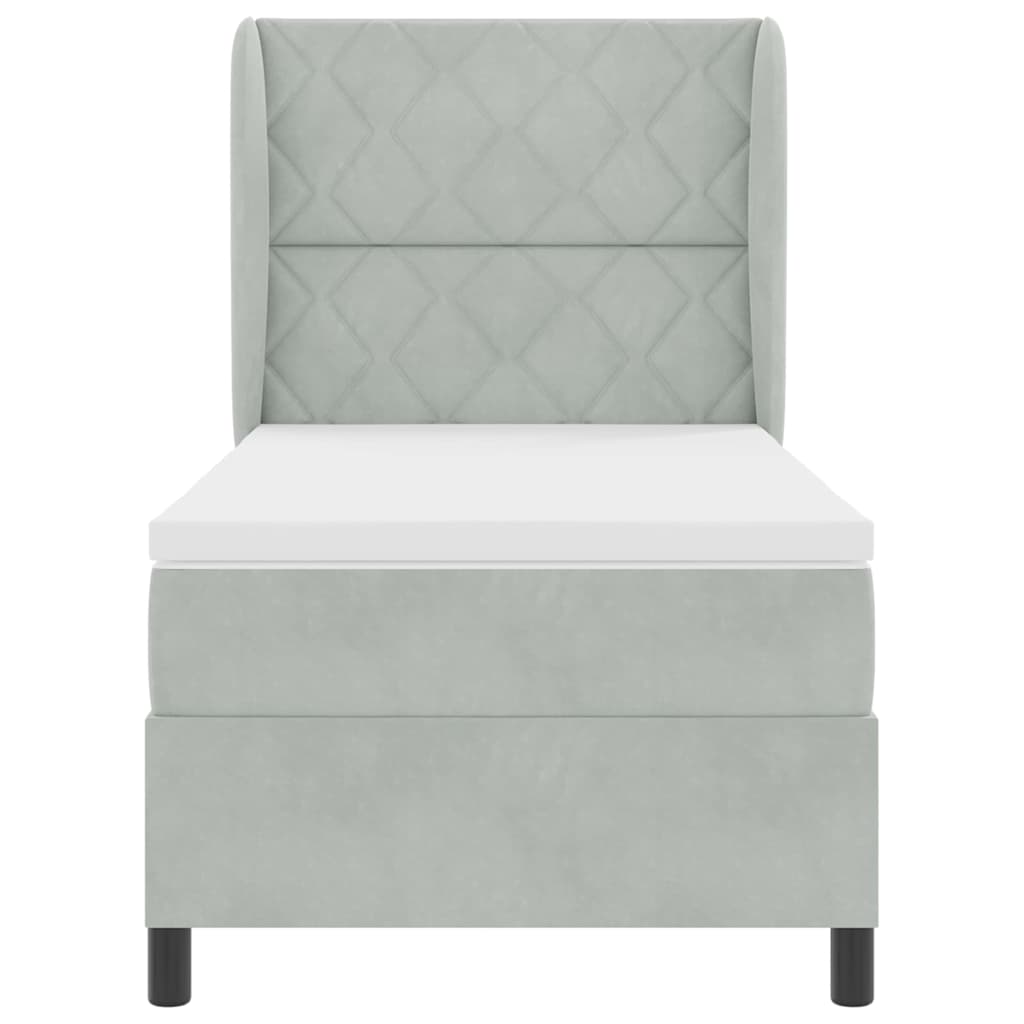Boxspringbed met matras Lichtgrijs 190 x 90 cm Fluweel is nu te koop bij PeponiXL, paradijselijk wonen!