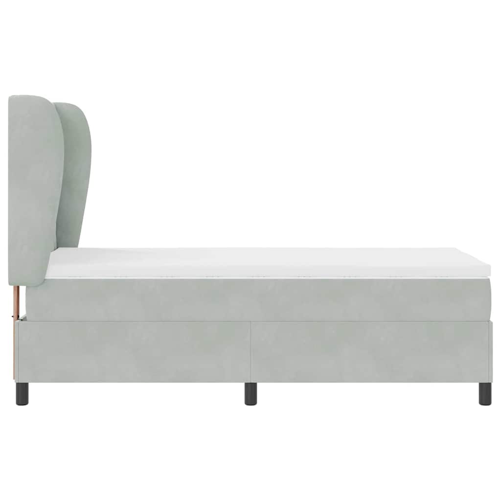 Boxspringbed met matras Lichtgrijs 190 x 90 cm Fluweel is nu te koop bij PeponiXL, paradijselijk wonen!