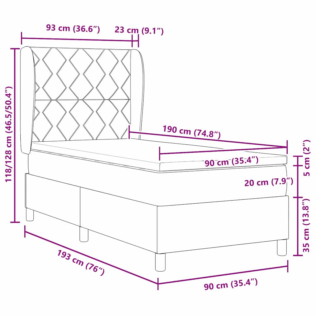 Boxspringbed met matras Lichtgrijs 190 x 90 cm Fluweel is nu te koop bij PeponiXL, paradijselijk wonen!