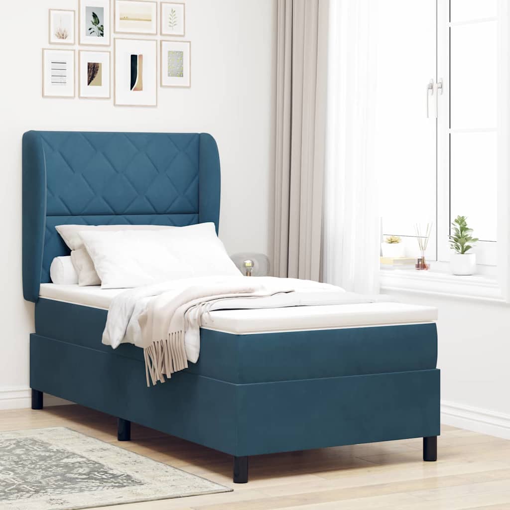 Boxspringbed met matras Donkerblauw 190 x 90 cm Fluweel is nu te koop bij PeponiXL, paradijselijk wonen!