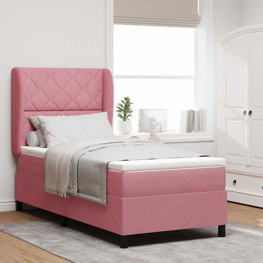 Boxspringbed met hoofdeinde Roze 190 x 90 cm Fluweel