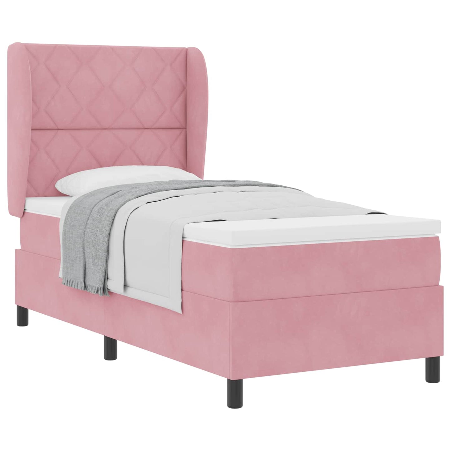 Boxspringbed met hoofdeinde Roze 190 x 90 cm Fluweel