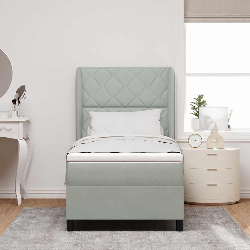 Boxspringbed met matras Lichtgrijs 200 x 90 cm Fluweel is nu te koop bij PeponiXL, paradijselijk wonen!