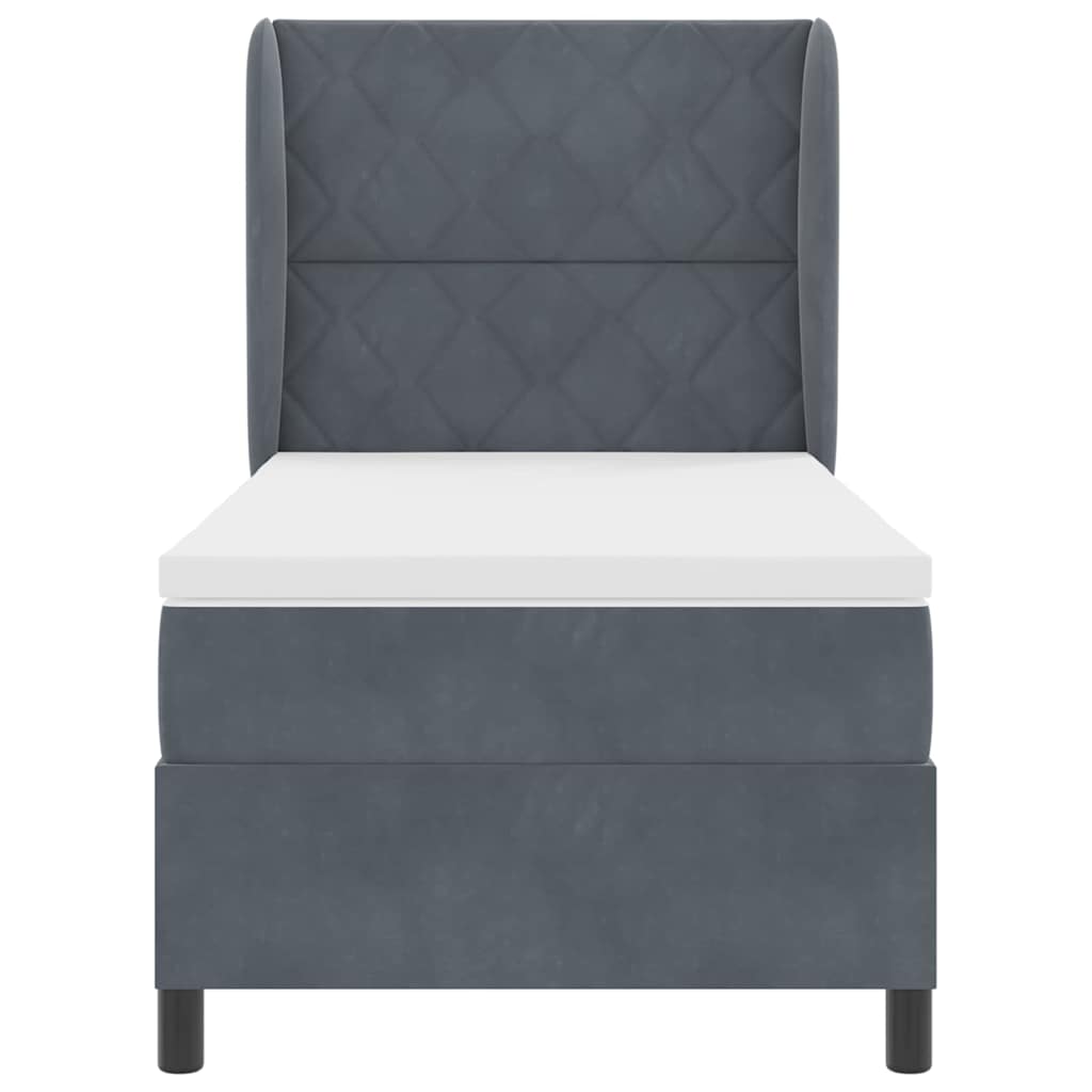 Boxspringbed met matras Donkergrijs 200 x 90 cm Fluweel is nu te koop bij PeponiXL, paradijselijk wonen!