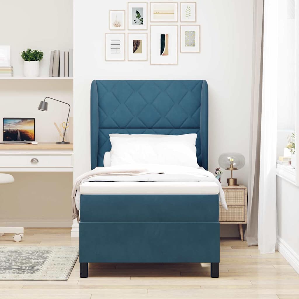 Boxspringbed met matras Donkerblauw 200 x 90 cm Fluweel is nu te koop bij PeponiXL, paradijselijk wonen!
