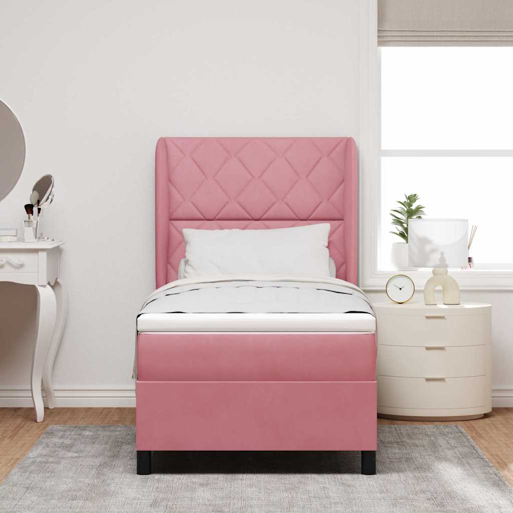Boxspringbed met matras met hoofdeinde Roze 200 x 90 cm Fluweel is nu te koop bij PeponiXL, paradijselijk wonen!