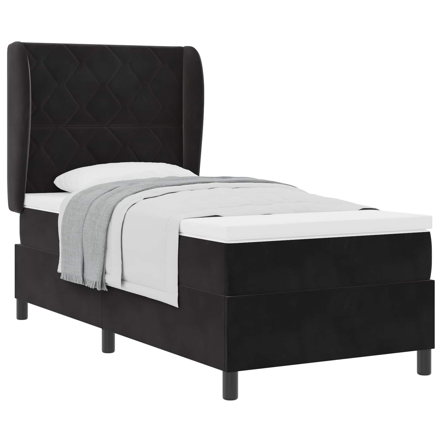 Boxspringbed met hoofdeinde Zwart 200 x 100 cm Fluweel is nu te koop bij PeponiXL, paradijselijk wonen!