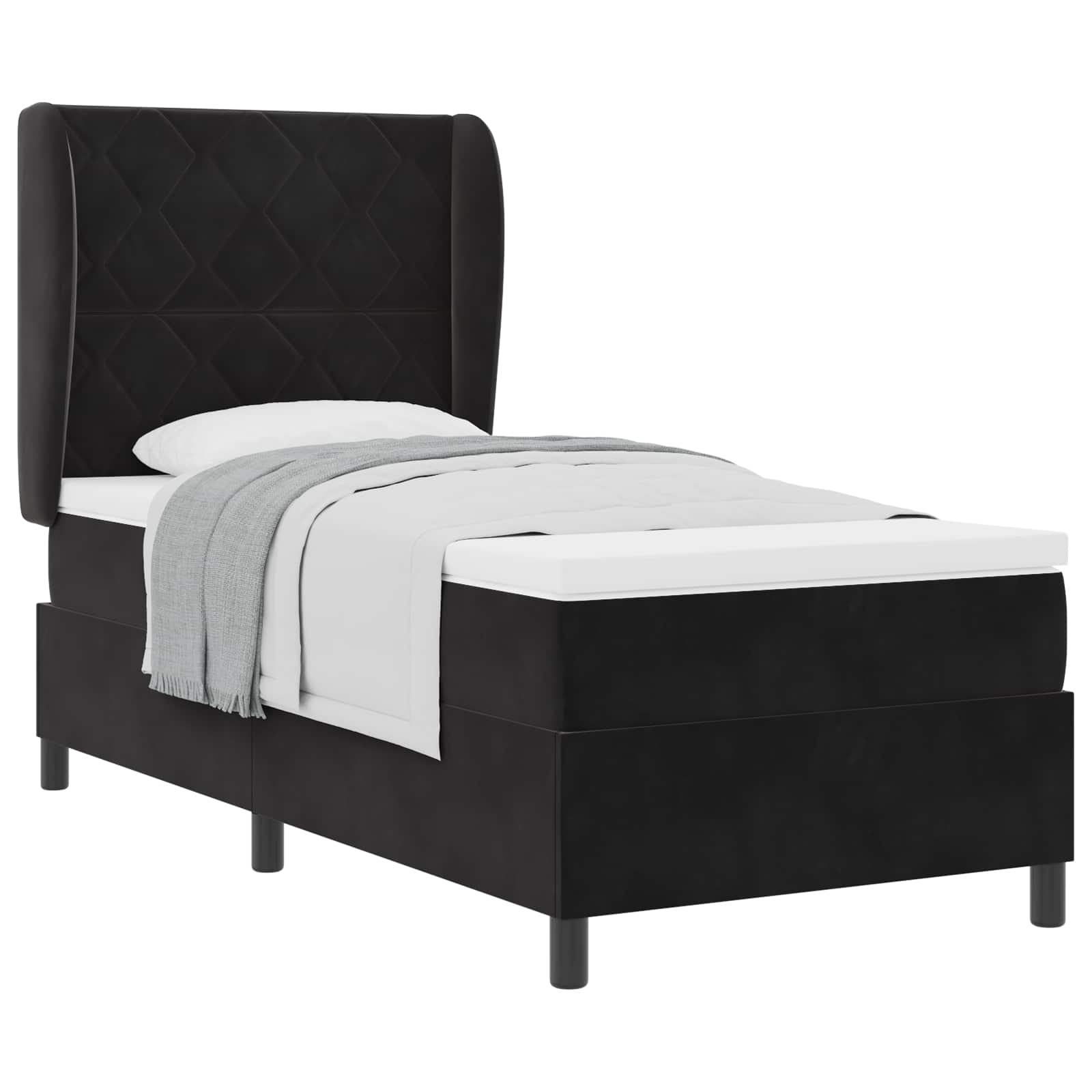 Boxspringbed met hoofdeinde Zwart 200 x 100 cm Fluweel is nu te koop bij PeponiXL, paradijselijk wonen!