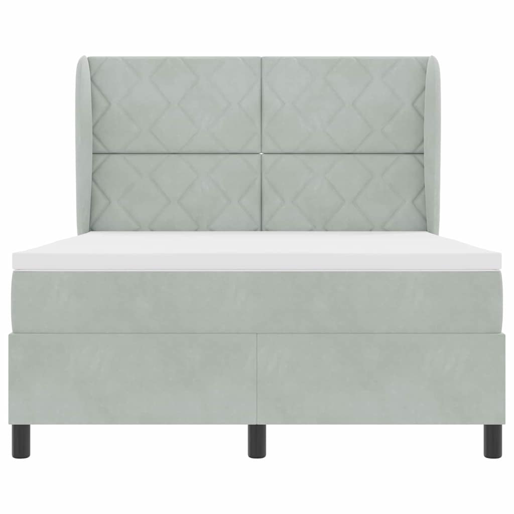 Boxspringbed met matras Lichtgrijs 190 x 140 cm Fluweel is nu te koop bij PeponiXL, paradijselijk wonen!