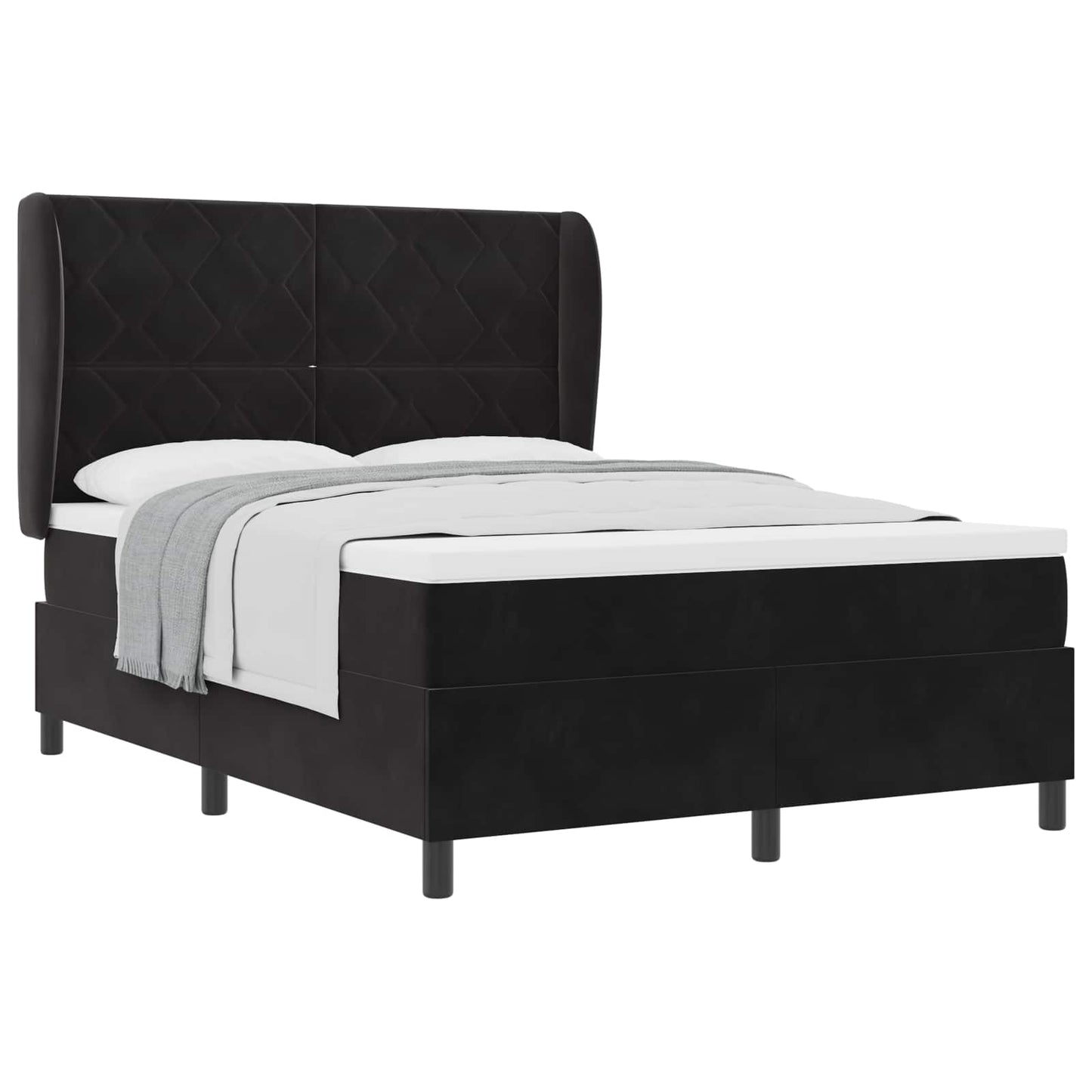Boxspringbed met matras Zwart 190 x 140 cm Fluweel is nu te koop bij PeponiXL, paradijselijk wonen!